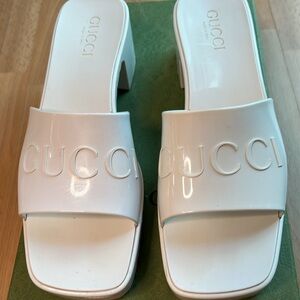 Gucci Platform Rubber Slides White Size 38